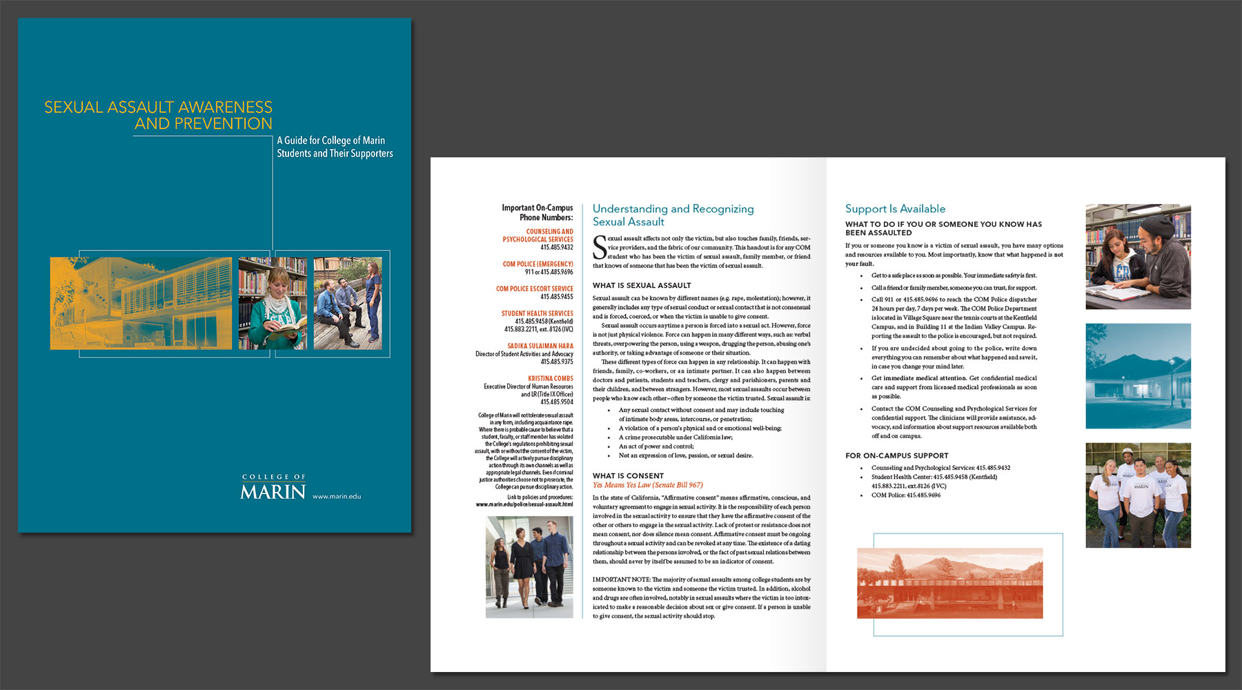 Sexual assault brochure for College of Marin